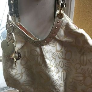 BeBe Signature Gold and White Purse and wallet